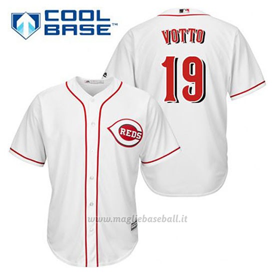 Maglia Baseball Uomo Cincinnati Reds Joey Votto 19 Bianco 1ªCool Base